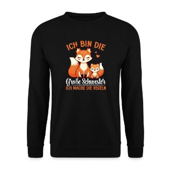 Big Sister Fox Lover Sibling - Unisex Sweatshirt - black - Front - Alina (178cm) & Michal (187cm)