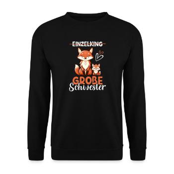 Große Schwester Fuchsliebhaber Geschwister - Unisex Pullover - Schwarz - Vorne - Alina (178cm) & Michal (187cm)