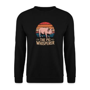 The Pig Whisperer Funny Pig Motif for - Unisex Sweatshirt - black - Front - Alina (178cm) & Michal (187cm)