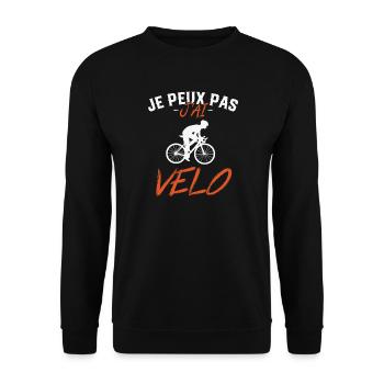 Je peux pas J'ai Vélo - Sweat-shirt Unisexe - noir - Devant - Alina (178cm) & Michal (187cm)