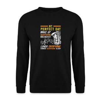 Saxophone Saxophoniste Musicien Perfect Day - Sweat-shirt Unisexe - noir - Devant - Alina (178cm) & Michal (187cm)