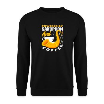 Propulsé par un saxophone et un saxophoniste à café - Sweat-shirt Unisexe - noir - Devant - Alina (178cm) & Michal (187cm)