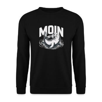 Seehund Robbe Ostsee Nordsee Moin - Unisex Pullover - Schwarz - Vorne - Alina (178cm) & Michal (187cm)