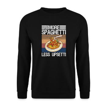 More Spaghetti Less Upsetti Pasta Lover - Unisex Pullover - Schwarz - Vorne - Alina (178cm) & Michal (187cm)