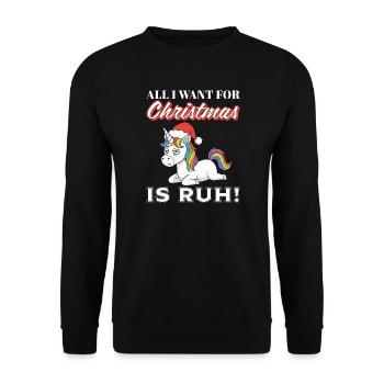 Licorne de Noël avec crinière arc-en-ciel - Sweat-shirt Unisexe - noir - Devant - Alina (178cm) & Michal (187cm)