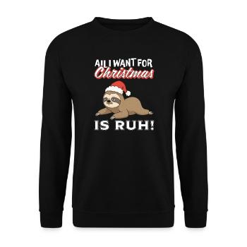 Weihnachts-Sloth mit Santa-Hut - Unisex Pullover - Schwarz - Vorne - Alina (178cm) & Michal (187cm)