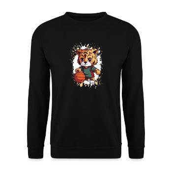 Tiger Basketball Dribbler - Unisex Pullover - Schwarz - Vorne - Alina (178cm) & Michal (187cm)
