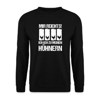 Hühner Hühnerbauer Bauer Landwirt Huhn - Unisex Pullover - Schwarz - Vorne - Alina (178cm) & Michal (187cm)