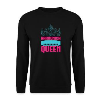 Funny Harmonica Player Queen Harmonica - Unisex Pullover - Schwarz - Vorne - Alina (178cm) & Michal (187cm)
