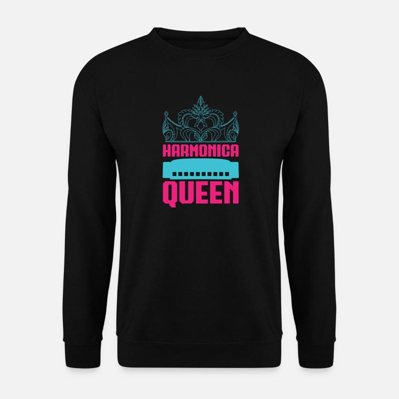 Funny Harmonica Player Queen Harmonica - Unisex Pullover - Schwarz