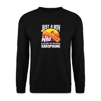 Nur Ein Junge, Der Gerne Saxophon Spielt - Unisex Pullover - Schwarz - Vorne - Alina (178cm) & Michal (187cm)