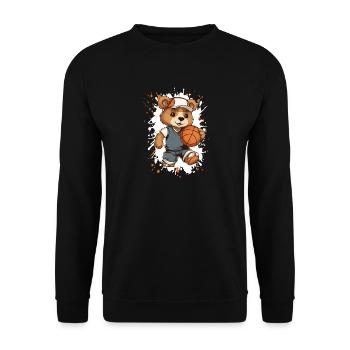 Basketball Bear in Outfit - Unisex Sweatshirt - black - Front - Alina (178cm) & Michal (187cm)