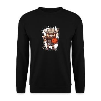 Viking Basketball Warrior Cartoon - Unisex Sweatshirt - black - Front - Alina (178cm) & Michal (187cm)