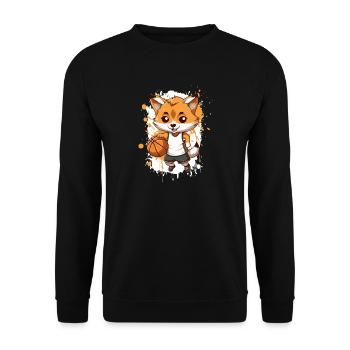 Basketball Fuchs Comic - Unisex Pullover - Schwarz - Vorne - Alina (178cm) & Michal (187cm)