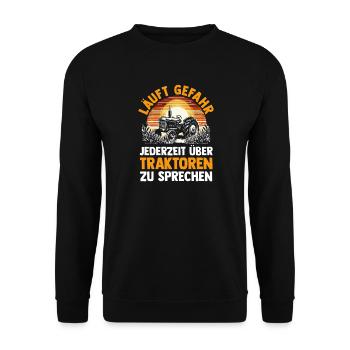 Trecker Landwirt Bauer Traktorfahrer Traktor - Unisex Pullover - Schwarz - Vorne - Alina (178cm) & Michal (187cm)