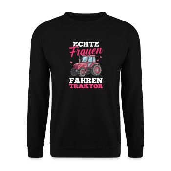Trecker Landwirt Bauer Traktorfahrer Traktor - Unisex Pullover - Schwarz - Vorne - Alina (178cm) & Michal (187cm)