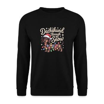 Christmas Dachshund Through The Snow - Unisex Sweatshirt - black - Front - Alina (178cm) & Michal (187cm)