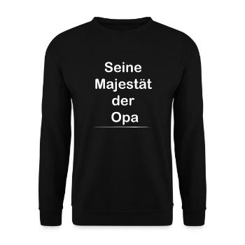 Seine Majestät der Opa – Königlicher Spruch - Unisex Pullover - Schwarz - Vorne - Alina (178cm) & Michal (187cm)