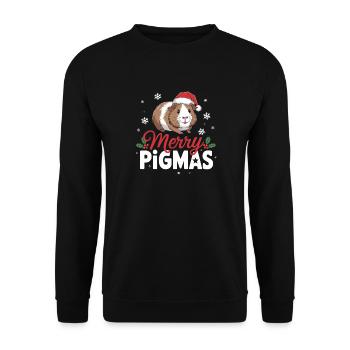 Merry Pigmas Funny Guinea Pig Christmas - Unisex Sweatshirt - black - Front - Alina (178cm) & Michal (187cm)