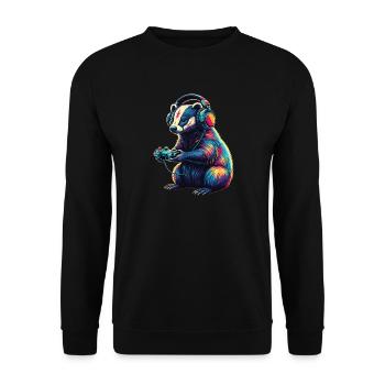 Dachs Gaming Tier Videospiele Lustiger Dachs - Unisex Pullover - Schwarz - Vorne - Alina (178cm) & Michal (187cm)