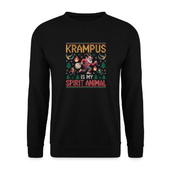 Krampus ist mein Geisttier - Unisex Pullover - Schwarz - Vorne - Alina (178cm) & Michal (187cm)