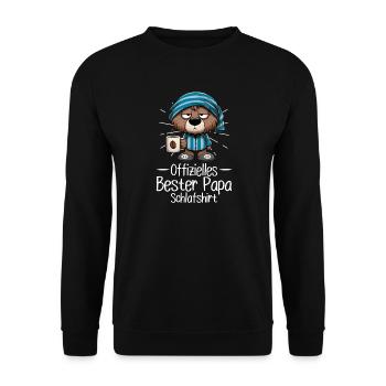 Offizielles Bester Papa Schlafshirt Bär - Unisex Pullover - Schwarz - Vorne - Alina (178cm) & Michal (187cm)