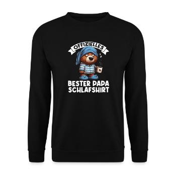 Offizielles Bester Papa Schlafshirt Bär - Unisex Pullover - Schwarz - Vorne - Alina (178cm) & Michal (187cm)