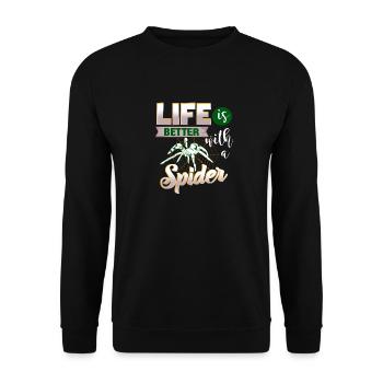 Life is better with a Spider - for spider fans - Unisex Sweatshirt - black - Front - Alina (178cm) & Michal (187cm)