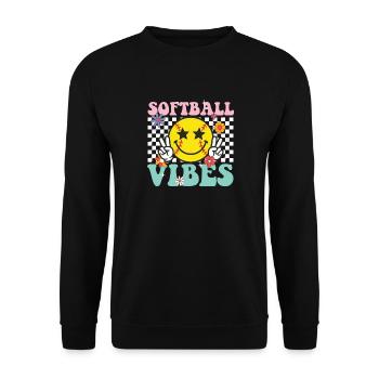 Softball-Vibes: Coole, spaßige Grafik für Spieler und Fans - Unisex Pullover - Schwarz - Vorne - Alina (178cm) & Michal (187cm)