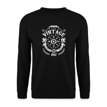 Anniversaire original 1967 Vintage 1967 - Sweat-shirt Unisexe - noir - Devant - Alina (178cm) & Michal (187cm)