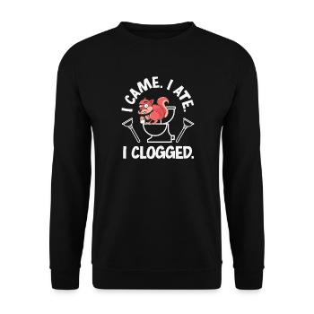 Toilettenverstopfungsmeister Lustiges - Unisex Pullover - Schwarz - Vorne - Alina (178cm) & Michal (187cm)