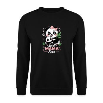  Best Mama Ever Süße Panda Mama Mit Baby Muttertag - Unisex Pullover - Schwarz - Vorne - Alina (178cm) & Michal (187cm)
