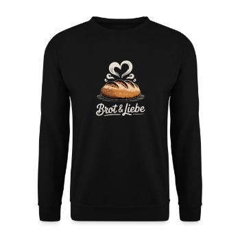  Brot & Liebe Herzhaftes Motiv Für Hobbybäcker - Unisex Pullover - Schwarz - Vorne - Alina (178cm) & Michal (187cm)
