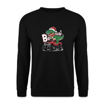 Brew Christmas Dinosaur T Rex With - Unisex Sweatshirt - black - Front - Alina (178cm) & Michal (187cm)