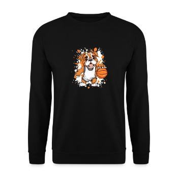 Basketball-Bulldogge im Sprint - Unisex Pullover - Schwarz - Vorne - Alina (178cm) & Michal (187cm)