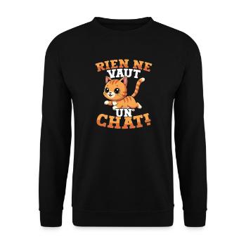  Für Katzenfans Gibt Es Nichts Schöneres Als Eine - Unisex Pullover - Schwarz - Vorne - Alina (178cm) & Michal (187cm)
