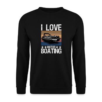 I Love Motor Boating Motorboating Funny Boat - Unisex Sweatshirt - black - Front - Alina (178cm) & Michal (187cm)