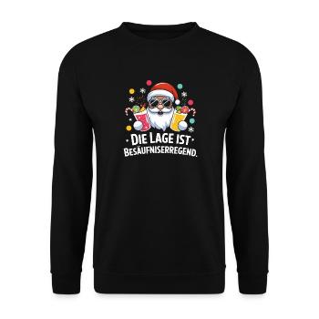  Die Lage Ist Besäufniserregend Lustiger - Unisex Pullover - Schwarz - Vorne - Alina (178cm) & Michal (187cm)