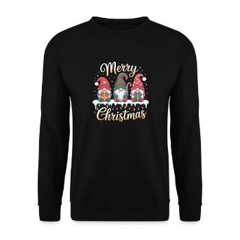 Cute Festive Garden Gnome Merry Christmas - Unisex Sweatshirt - black - Front - Alina (178cm) & Michal (187cm)