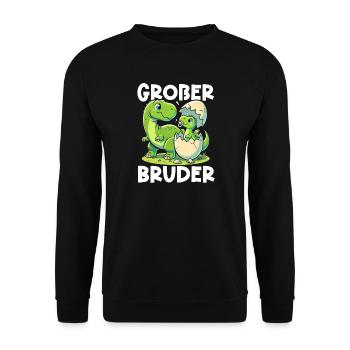 Großer Bruder Dinosaurier Dino Geschwister Motiv - Unisex Pullover - Schwarz - Vorne - Alina (178cm) & Michal (187cm)