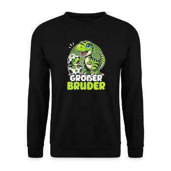 Großer Bruder Dinosaurier Dino Geschwister Motiv - Unisex Pullover - Schwarz - Vorne - Alina (178cm) & Michal (187cm)