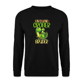Großer Bruder Dinosaurier Dino Geschwister Motiv - Unisex Pullover - Schwarz - Vorne - Alina (178cm) & Michal (187cm)