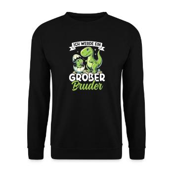 Großer Bruder Dinosaurier Dino Geschwister Motiv - Unisex Pullover - Schwarz - Vorne - Alina (178cm) & Michal (187cm)