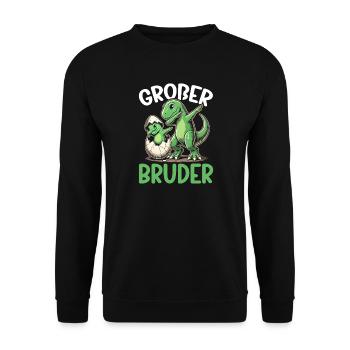 Großer Bruder Dinosaurier Dino Geschwister Motiv - Unisex Pullover - Schwarz - Vorne - Alina (178cm) & Michal (187cm)