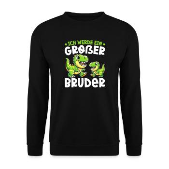Großer Bruder Dinosaurier Dino Geschwister Motiv - Unisex Pullover - Schwarz - Vorne - Alina (178cm) & Michal (187cm)