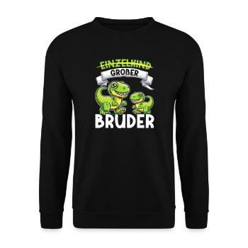 Großer Bruder Dinosaurier Dino Geschwister Motiv - Unisex Pullover - Schwarz - Vorne - Alina (178cm) & Michal (187cm)