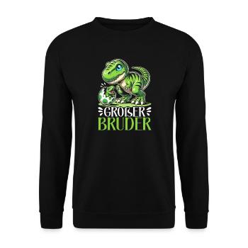 Großer Bruder Dinosaurier Dino Geschwister Motiv - Unisex Pullover - Schwarz - Vorne - Alina (178cm) & Michal (187cm)