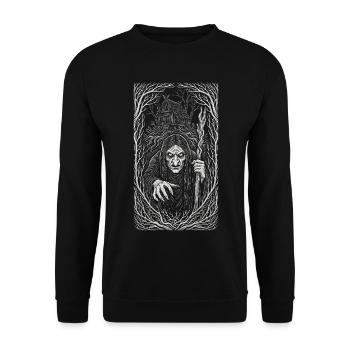 Baba Yaga Dunkle Slawische Hexenkunst - Unisex Pullover - Schwarz - Vorne - Alina (178cm) & Michal (187cm)