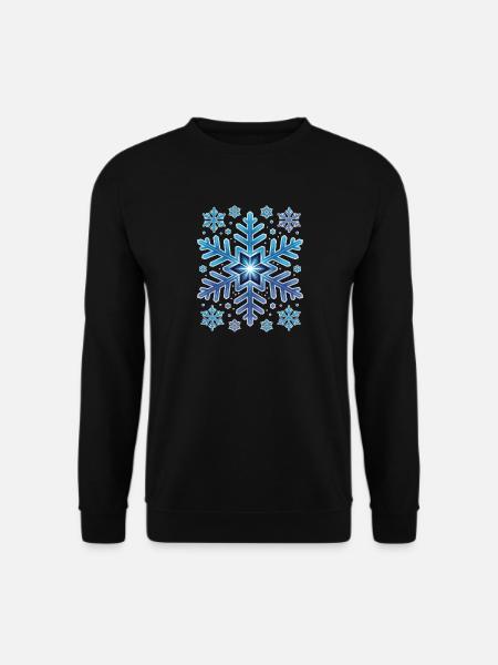 Large Elegant Snowflake Winter - Unisex Sweatshirt - black