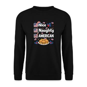 Nice Naughty American Burger Humor - Unisex Sweatshirt - black - Front - Alina (178cm) & Michal (187cm)